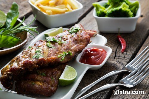 Appetizing grilled ribs - 17xUHQ JPEG Photo Stock