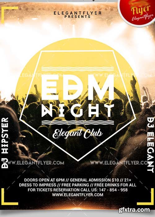 EDM Night V5 Flyer PSD Template + Facebook Cover