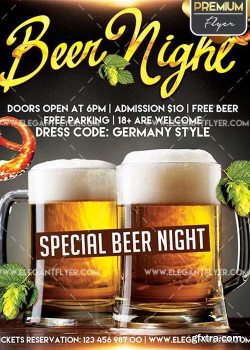 Beer Night V8Flyer PSD Template + Facebook Cover