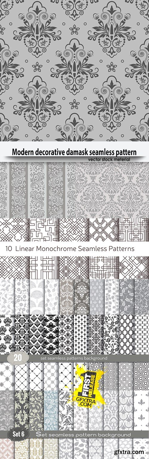 Modern decorative damask seamless pattern