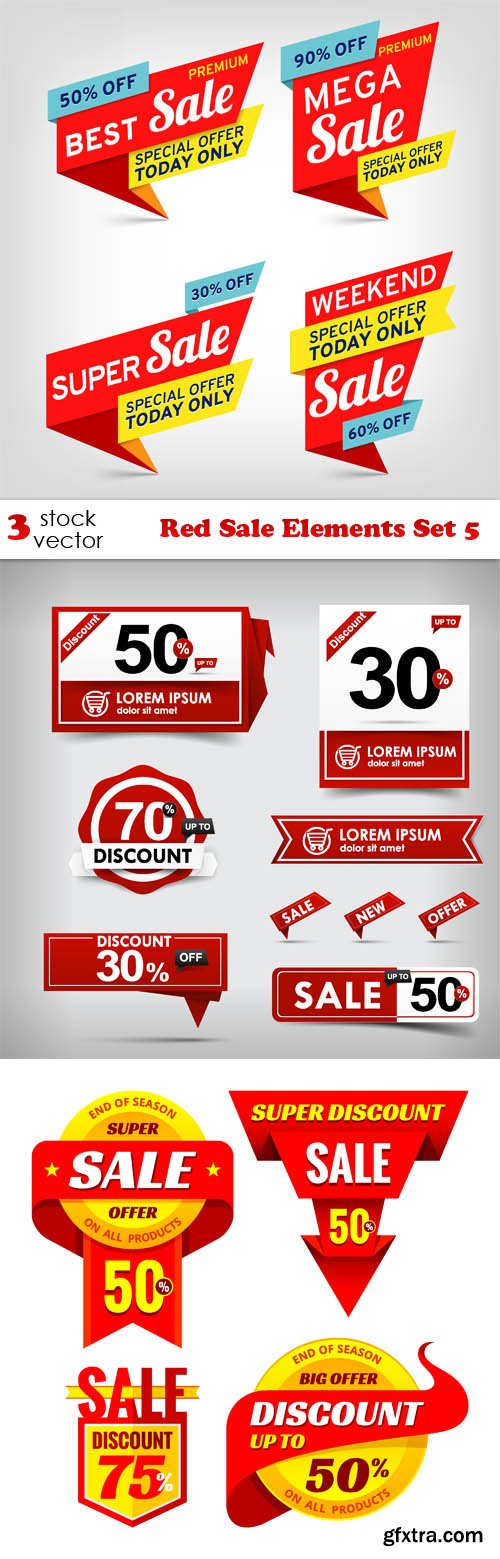 Vectors - Red Sale Elements Set 5