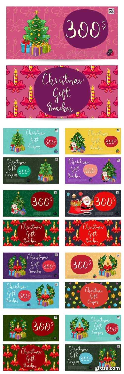 Vector Set - Christmas Gift Voucher Templates