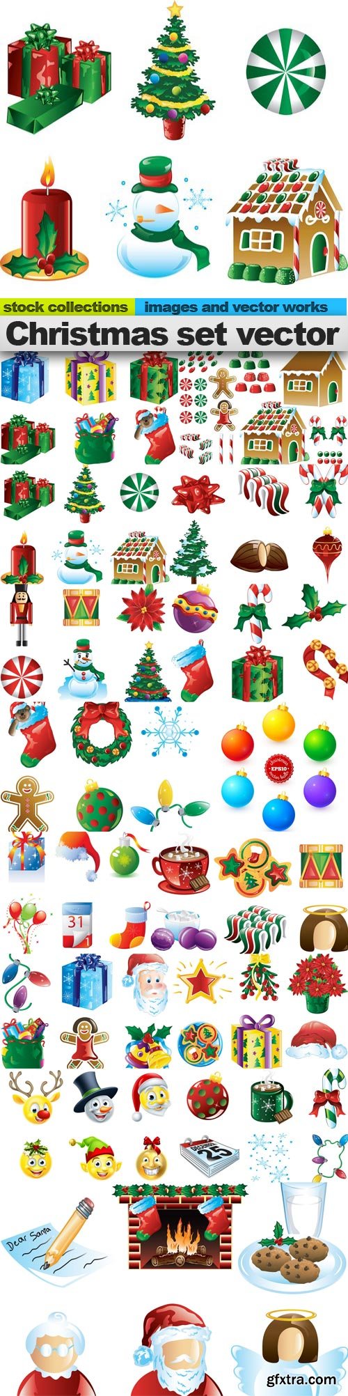 Christmas set vector, 15 x EPS