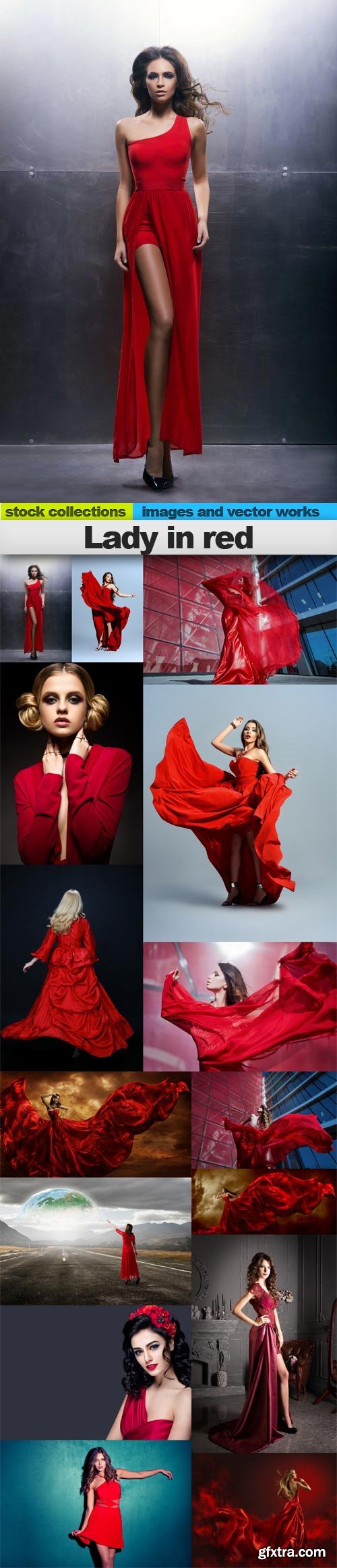 Lady in red, 15 x UHQ JPEG