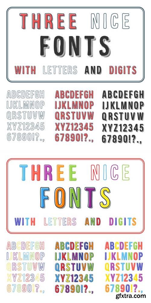 Hand Drawn Font Set - Handwriting Alphabet - ABC with Digits