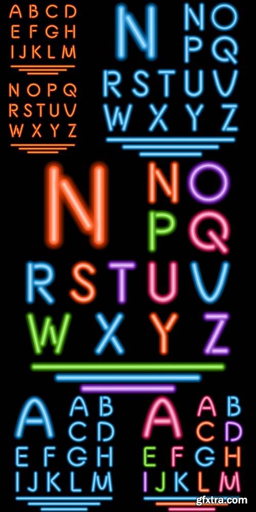 Neon Tube Letters - Multicolor Glowing Font