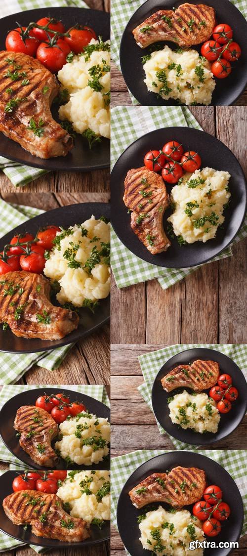 Grilled Pork Steak with Mashed Potatoes