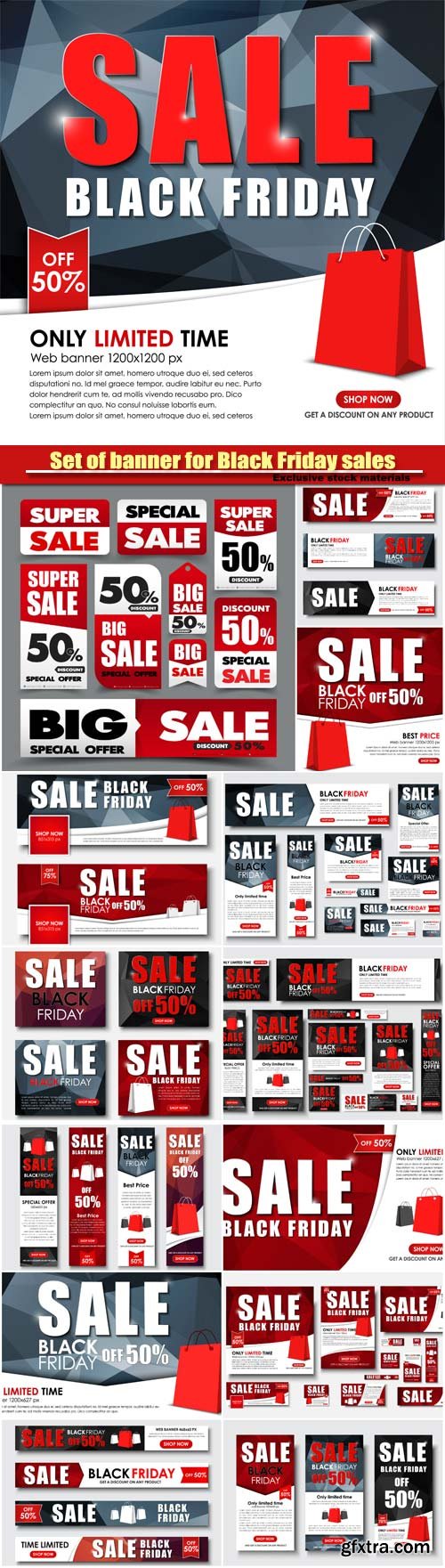 Set of web banner for Black Friday sales