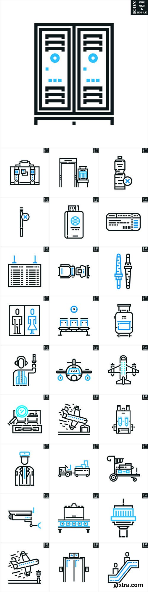 Vector Set - Airport Line Icons