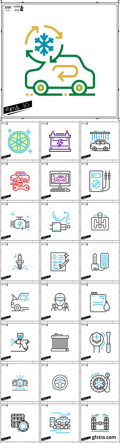 Vector Set - Automobile Line Icons