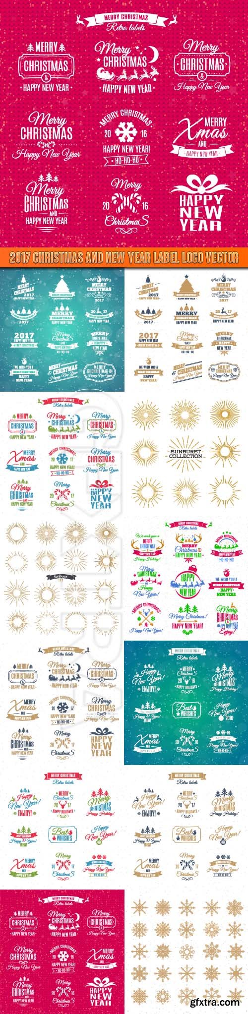 2017 Christmas and New Year label logo vector