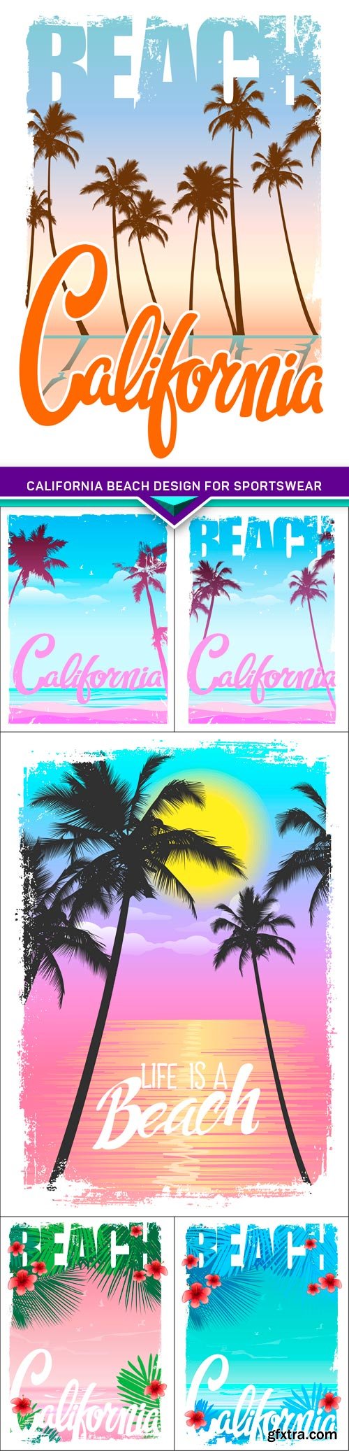 California beach Design for sportswear 6X EPS