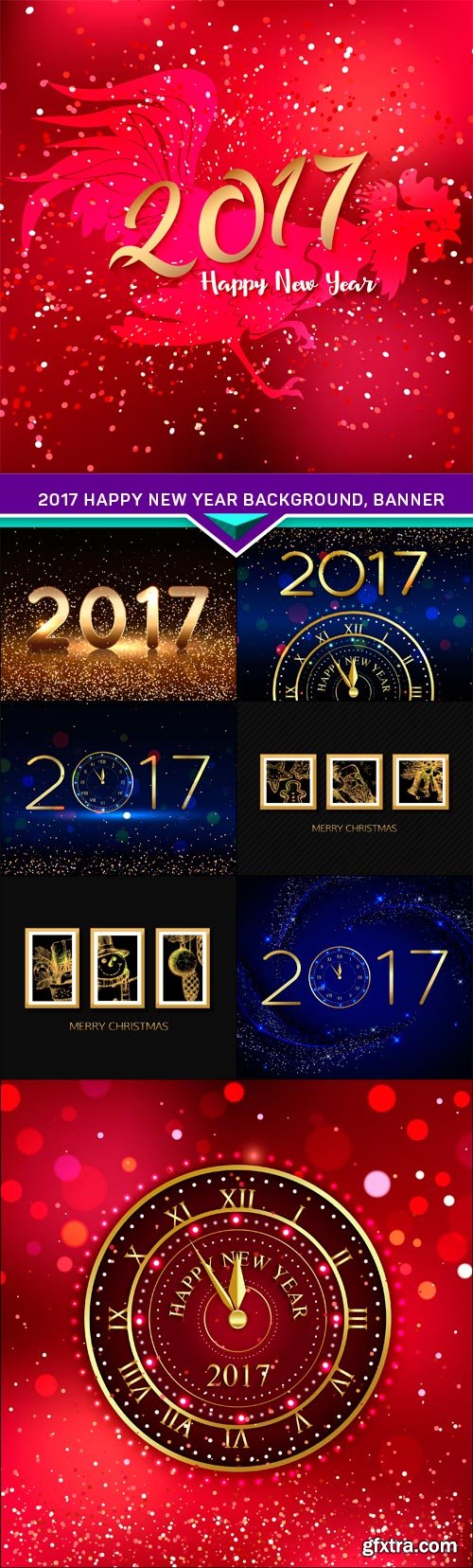 2017 Happy New Year background, banner 8X EPS