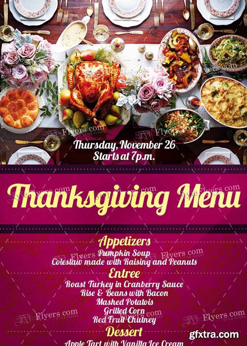 Thankgiving Menu PSD Flyer Template