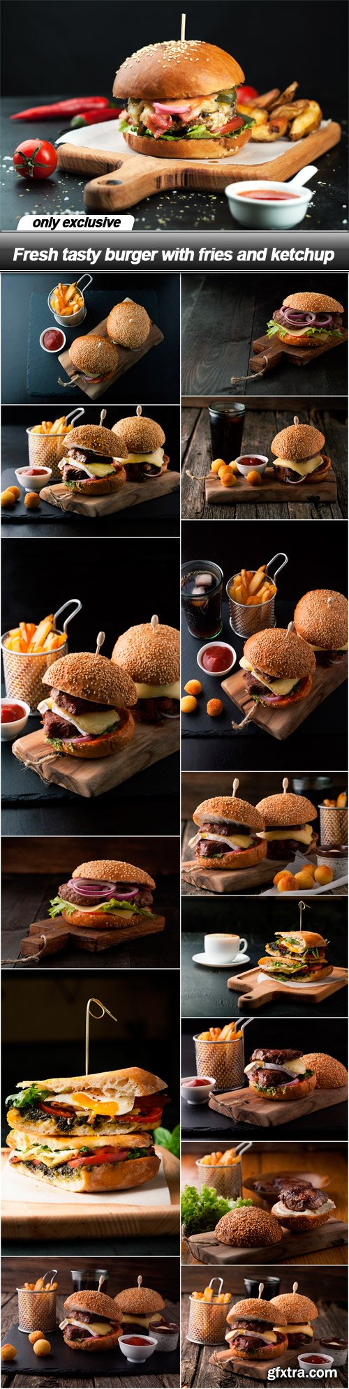 Fresh tasty burger with fries and ketchup - 15 UHQ JPEG