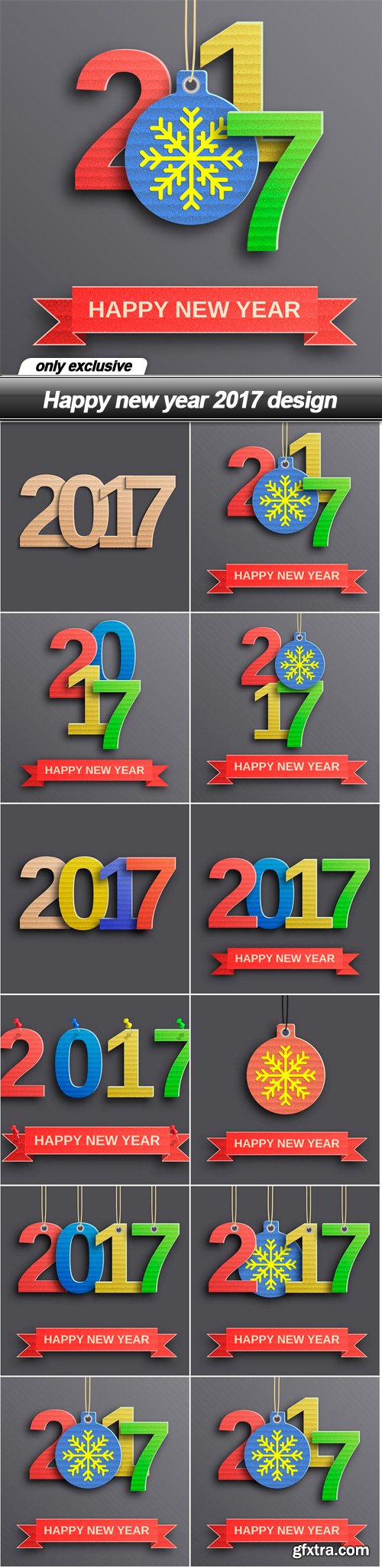 Happy new year 2017 design - 12 EPS