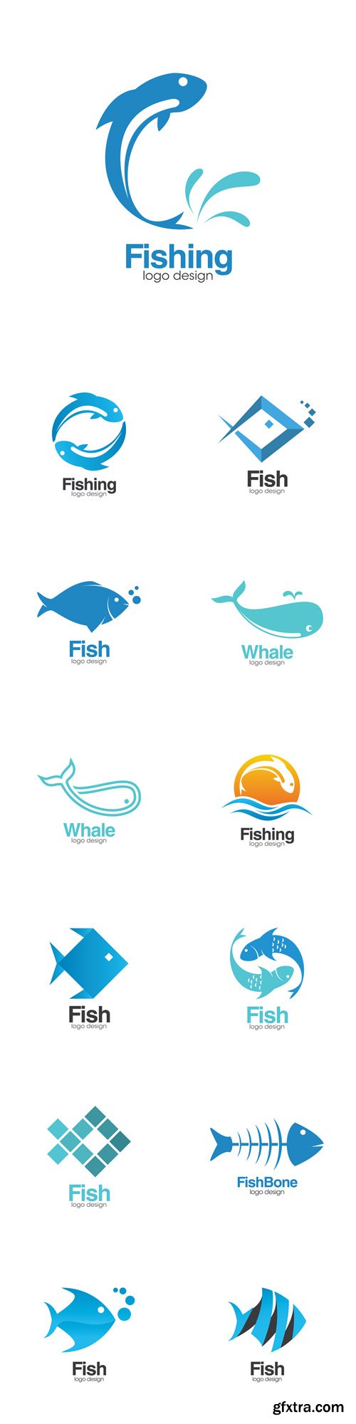 Vector Set - Fish Creative Concept Logo Design Template