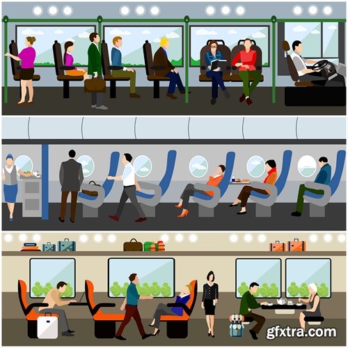 Passengers in public transport concept - 15 EPS