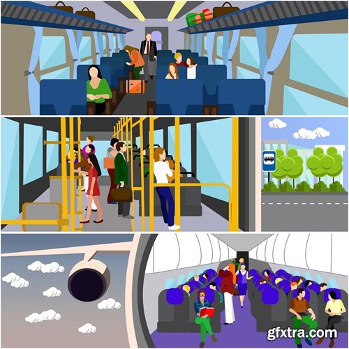 Passengers in public transport concept - 15 EPS