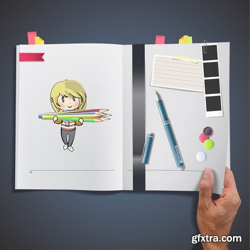 Collection template for children's book illustration for notebook notepad 25 EPS