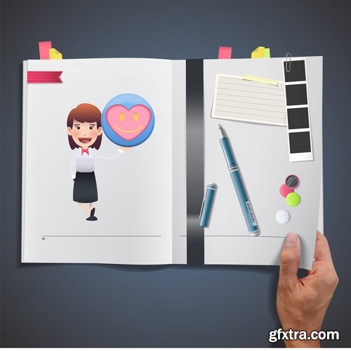 Collection template for children's book illustration for notebook notepad 25 EPS