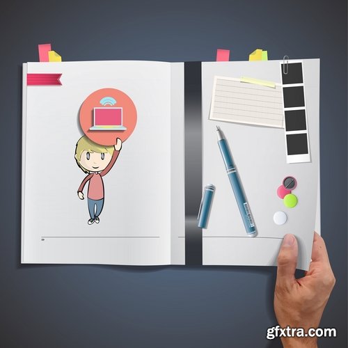 Collection template for children's book illustration for notebook notepad 25 EPS