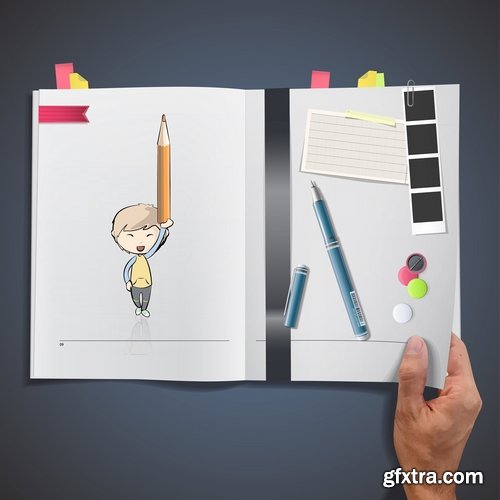 Collection template for children's book illustration for notebook notepad 25 EPS