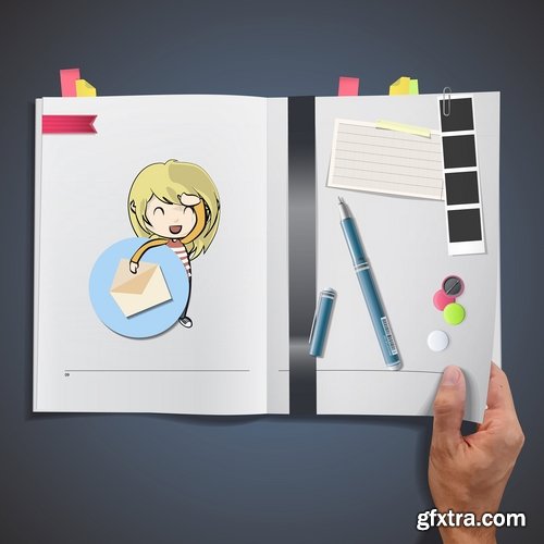 Collection template for children's book illustration for notebook notepad 25 EPS