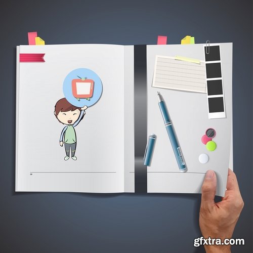 Collection template for children's book illustration for notebook notepad 25 EPS