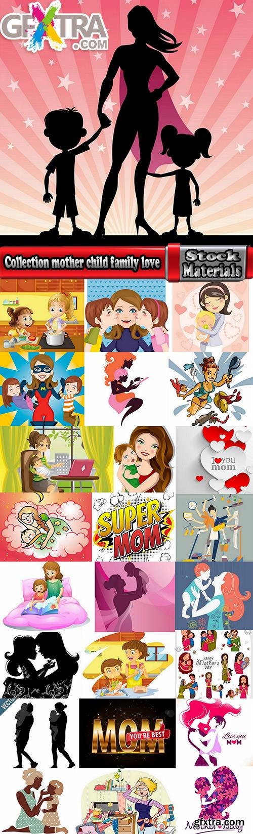 Collection mother child family love vector image 25 EPS