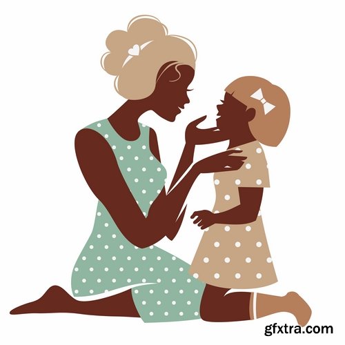 Collection mother child family love vector image 25 EPS