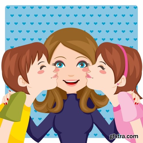 Collection mother child family love vector image 25 EPS