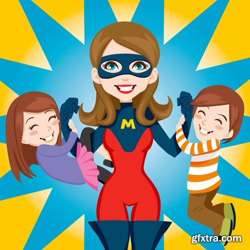 Collection mother child family love vector image 25 EPS