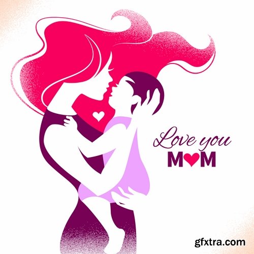 Collection mother child family love vector image 25 EPS