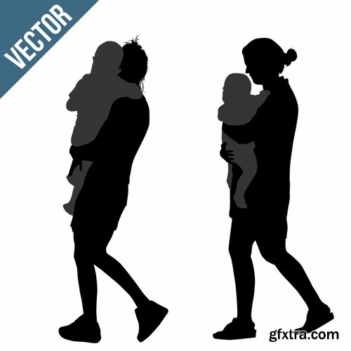 Collection mother child family love vector image 25 EPS