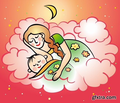 Collection mother child family love vector image 25 EPS