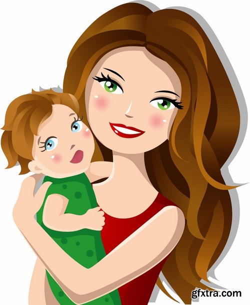 Collection mother child family love vector image 25 EPS