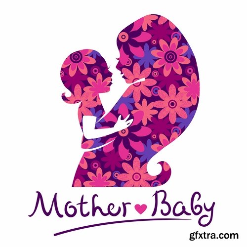 Collection mother child family love vector image 25 EPS