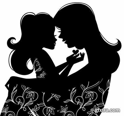 Collection mother child family love vector image 25 EPS