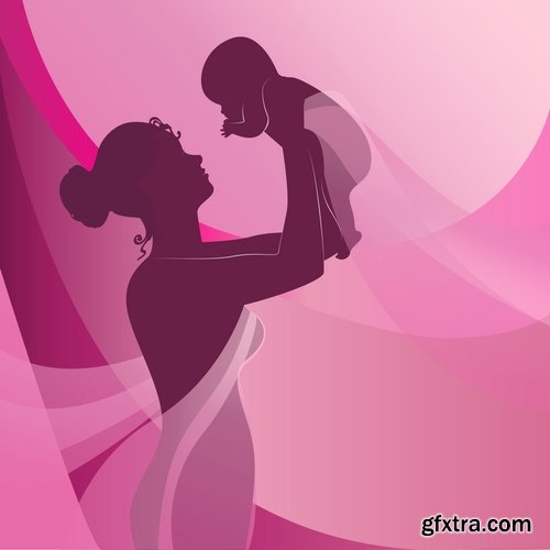 Collection mother child family love vector image 25 EPS