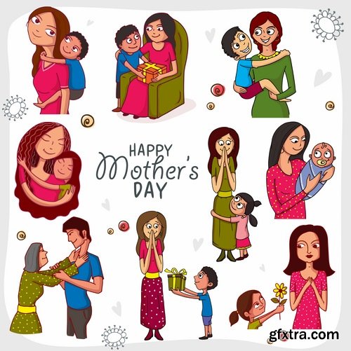 Collection mother child family love vector image 25 EPS