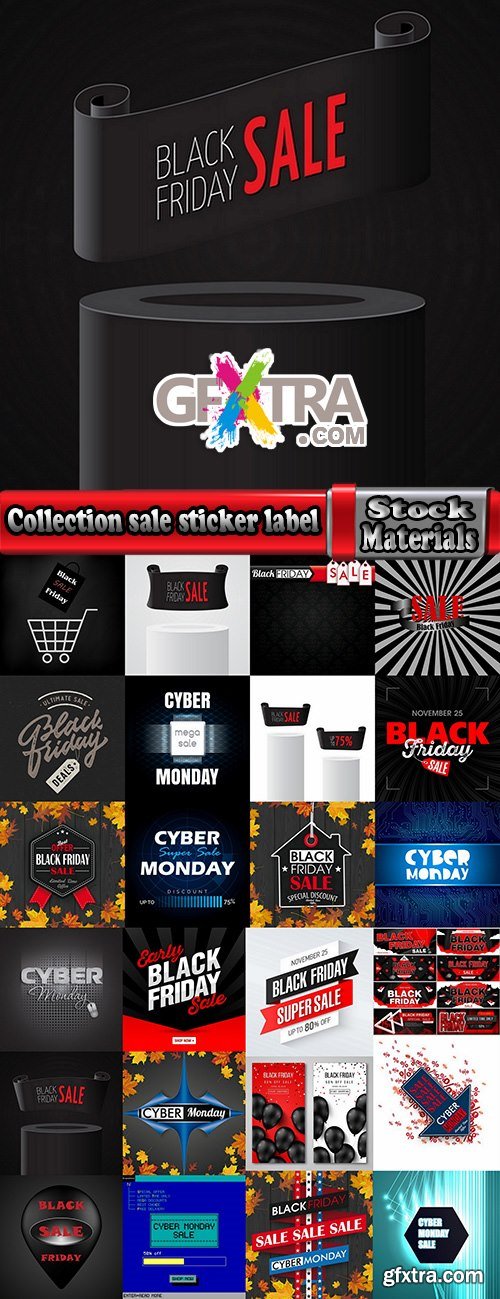 Collection sale sticker label sticker the cyber Black Friday trade in 25 EPS