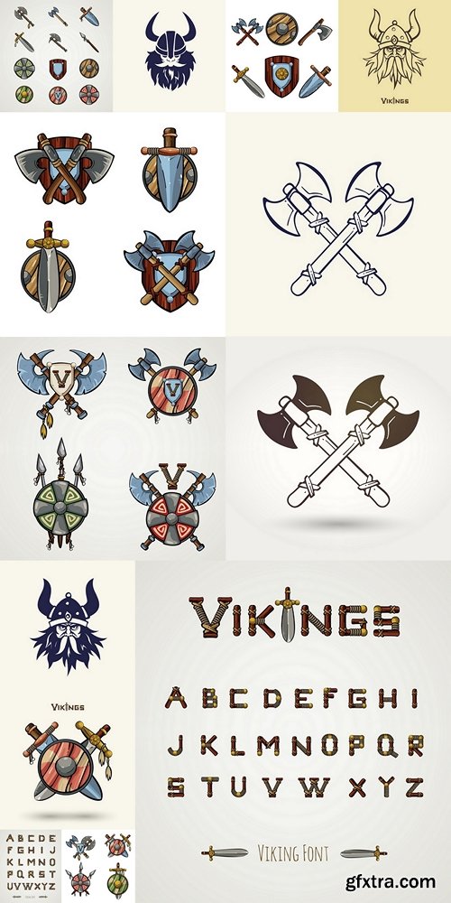 Vector Illustration with old weapon of Vikings