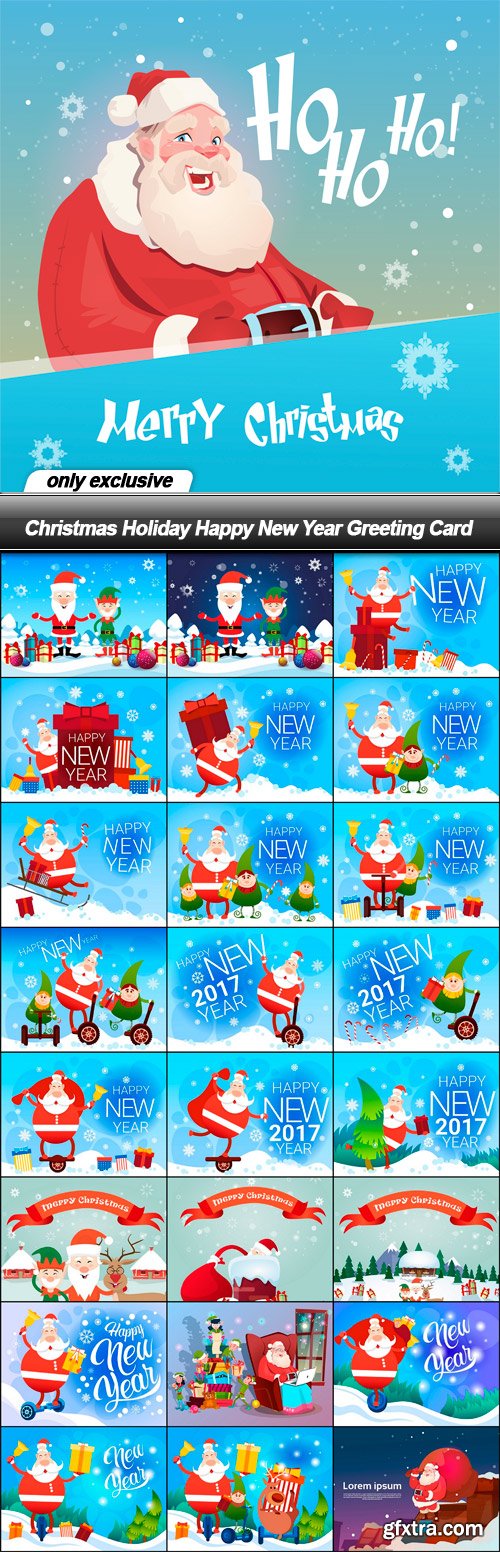 Christmas Holiday Happy New Year Greeting Card - 25 EPS