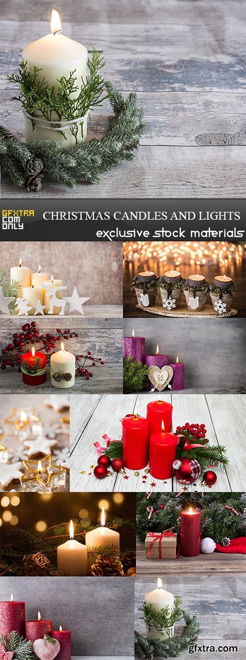 Christmas candles and lights, 10 x UHQ JPEG