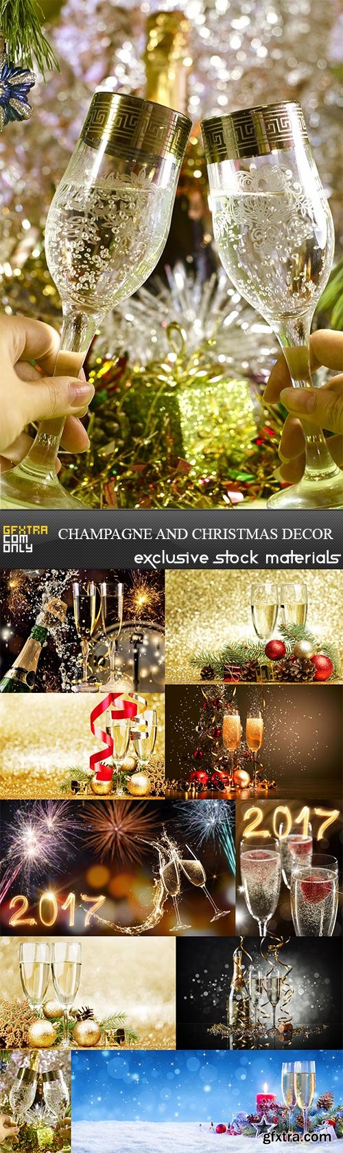 Champagne and christmas decor, 10 x UHQ JPEG