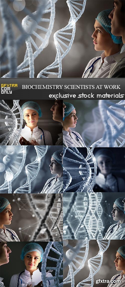 Biochemistry scientists at work, 8 x UHQ JPEG