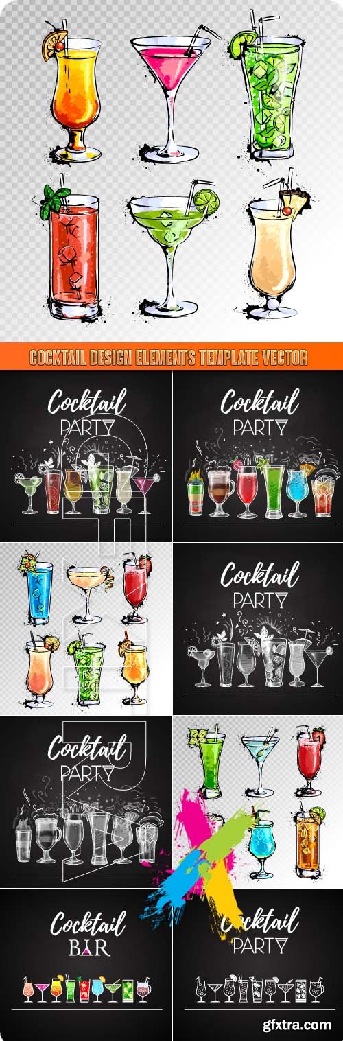 Cocktail design elements template vector