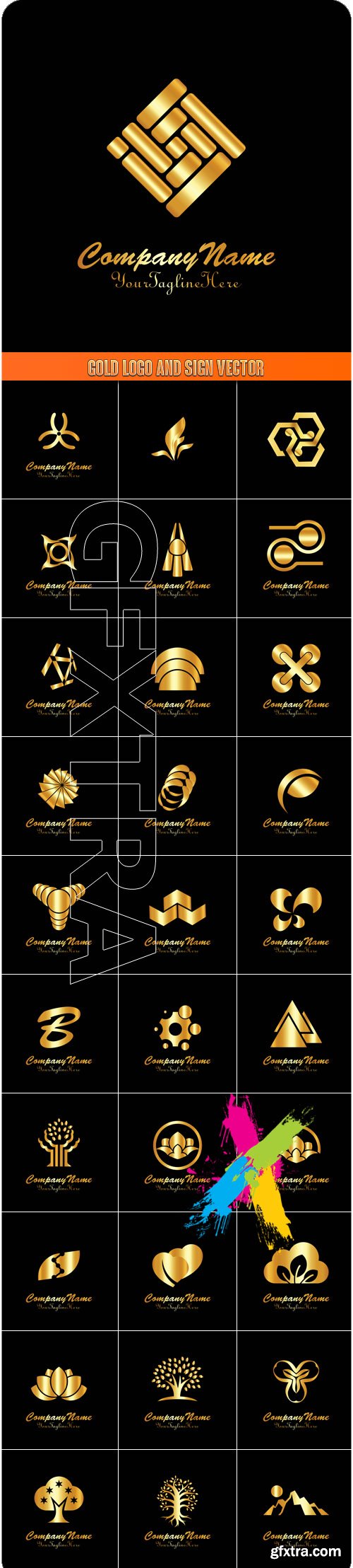 Gold logo and sign vector