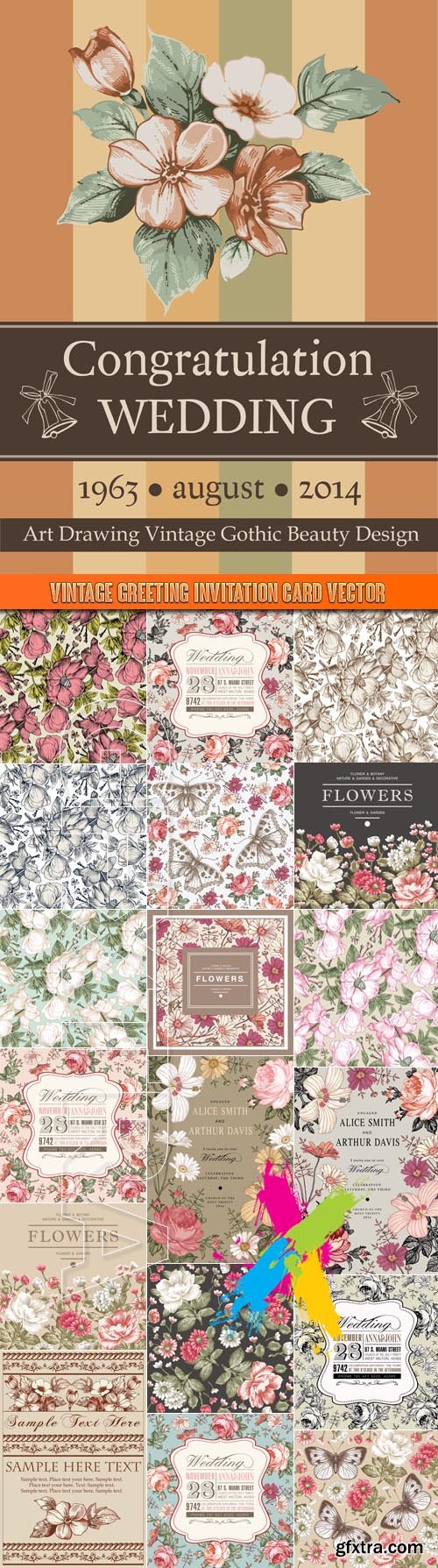 Vintage greeting invitation card vector